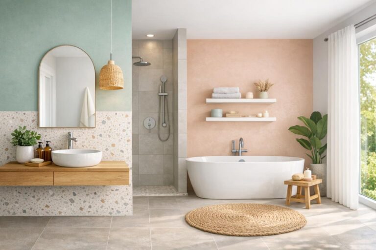 Modernes Badezimmer mit Badewanne, die sich für eine barrierefreie Badewanne oder den nachträglichen Einbau einer Tür in die Wanne eignet. - Wannentüren.de