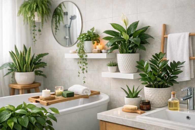 Moderne Badewanne mit Pflanzen, ideal für den nachträglichen Einbau einer Tür für barrierefreie Badewanne und Seniorengerechte Badlösungen. - Wannentüren.de