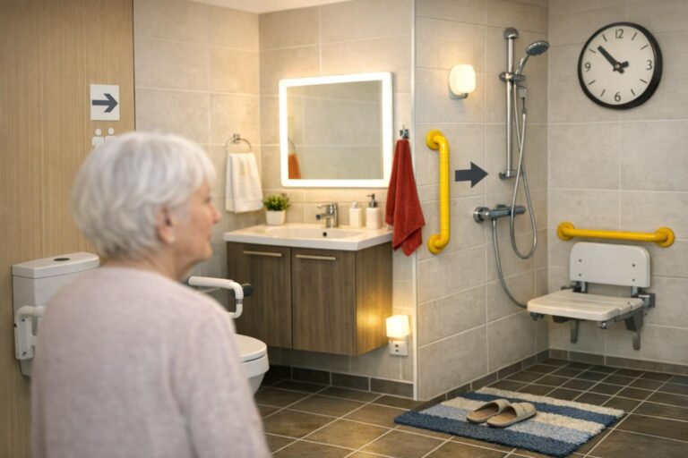 Seniorengerechte Badlösung mit Einstiegshilfe und Haltegriffen für einen barrierefreien Badewannenumbau oder den nachträglichen Einbau einer Wannentür. - Wannentüren.de